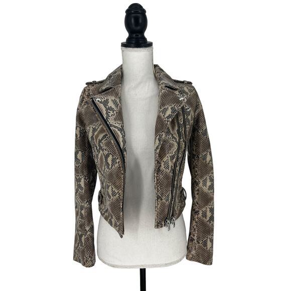 IRO Luiga Snake-Effect Leather Biker Jacket - Picture 5 of 14
